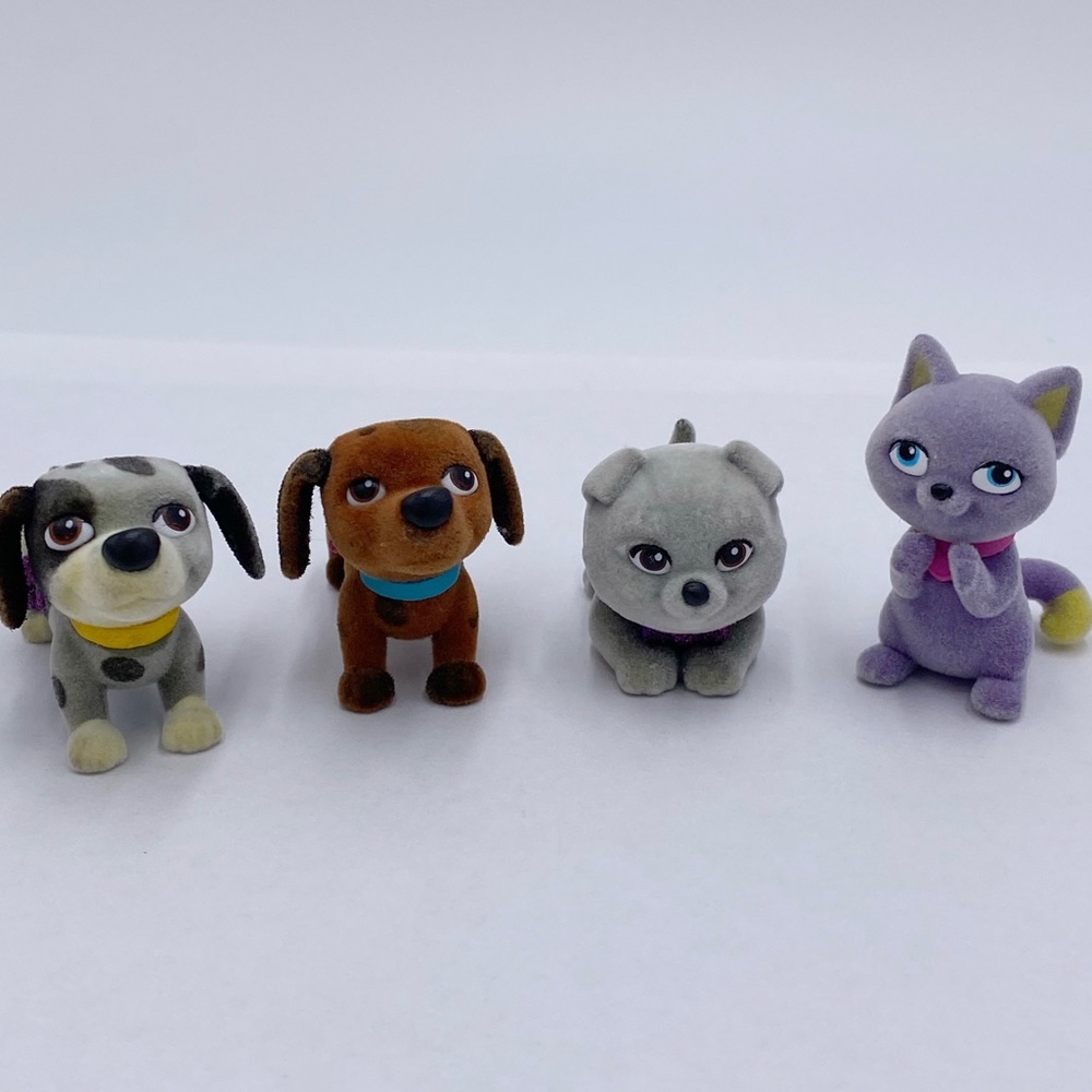 Barbie Pets Flocked Dogs Cat Miniature Fuzzy Pets Lot of 4